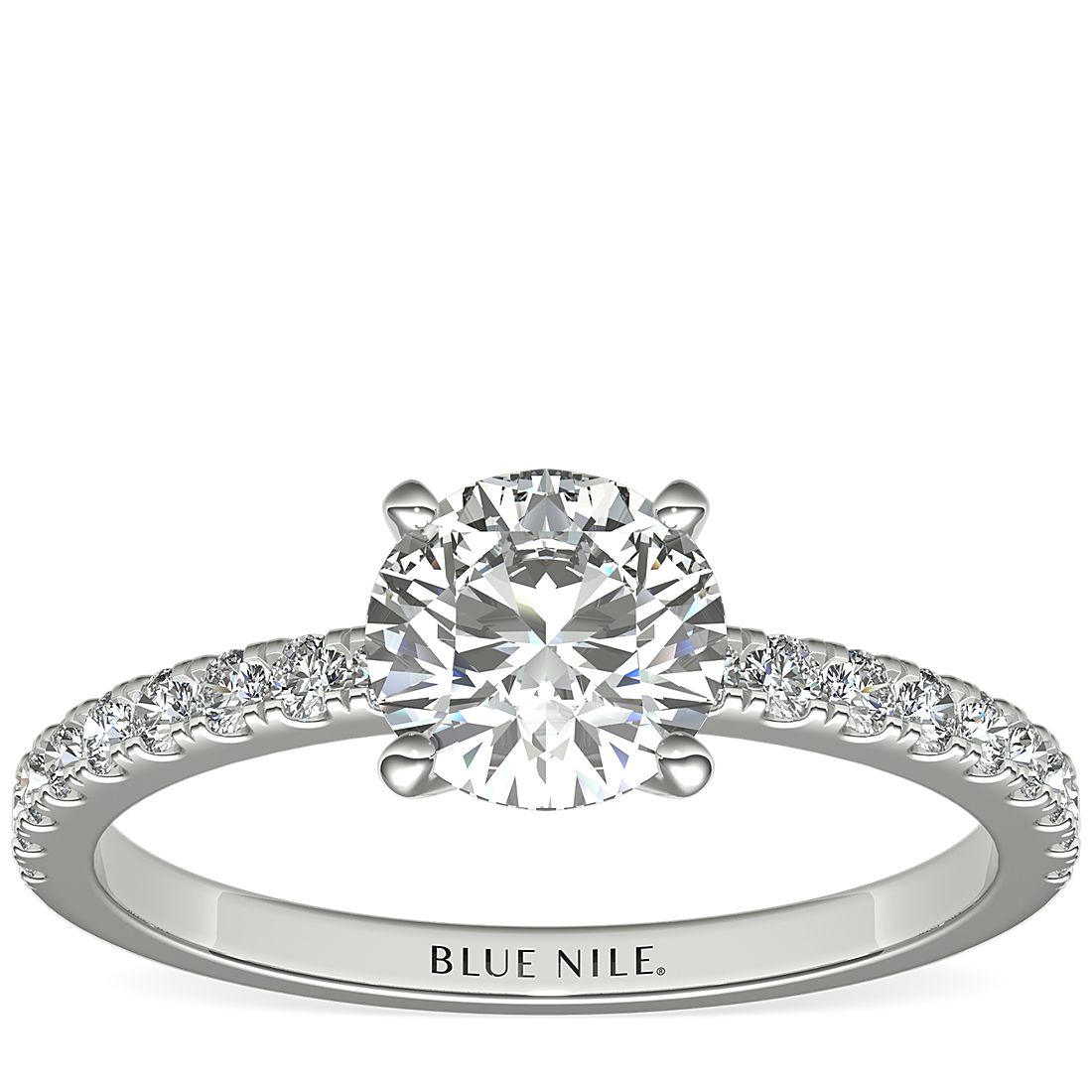 volwassene statisch opslaan Petite Pavé Diamond Engagement Ring in 14k White Gold (1/4 ct. tw.) | Blue  Nile
